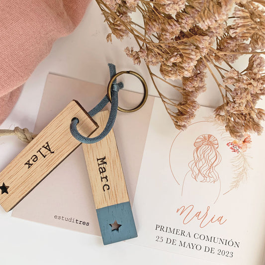 llavero de madera comunión colección niña pampa