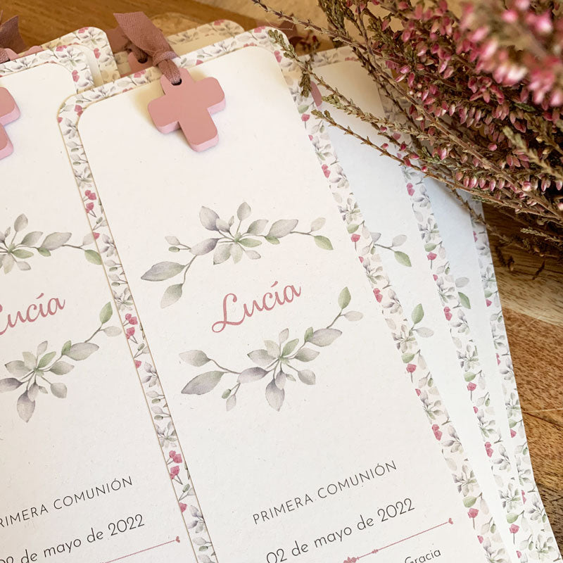 Recordatorio comunión punto de libro "primavera"