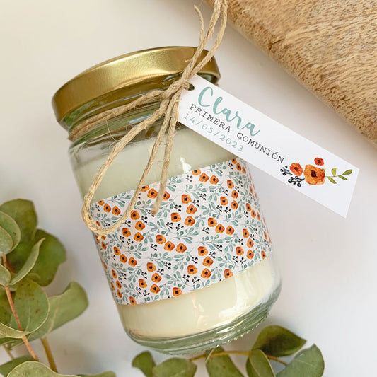Vela comunión rosco floral