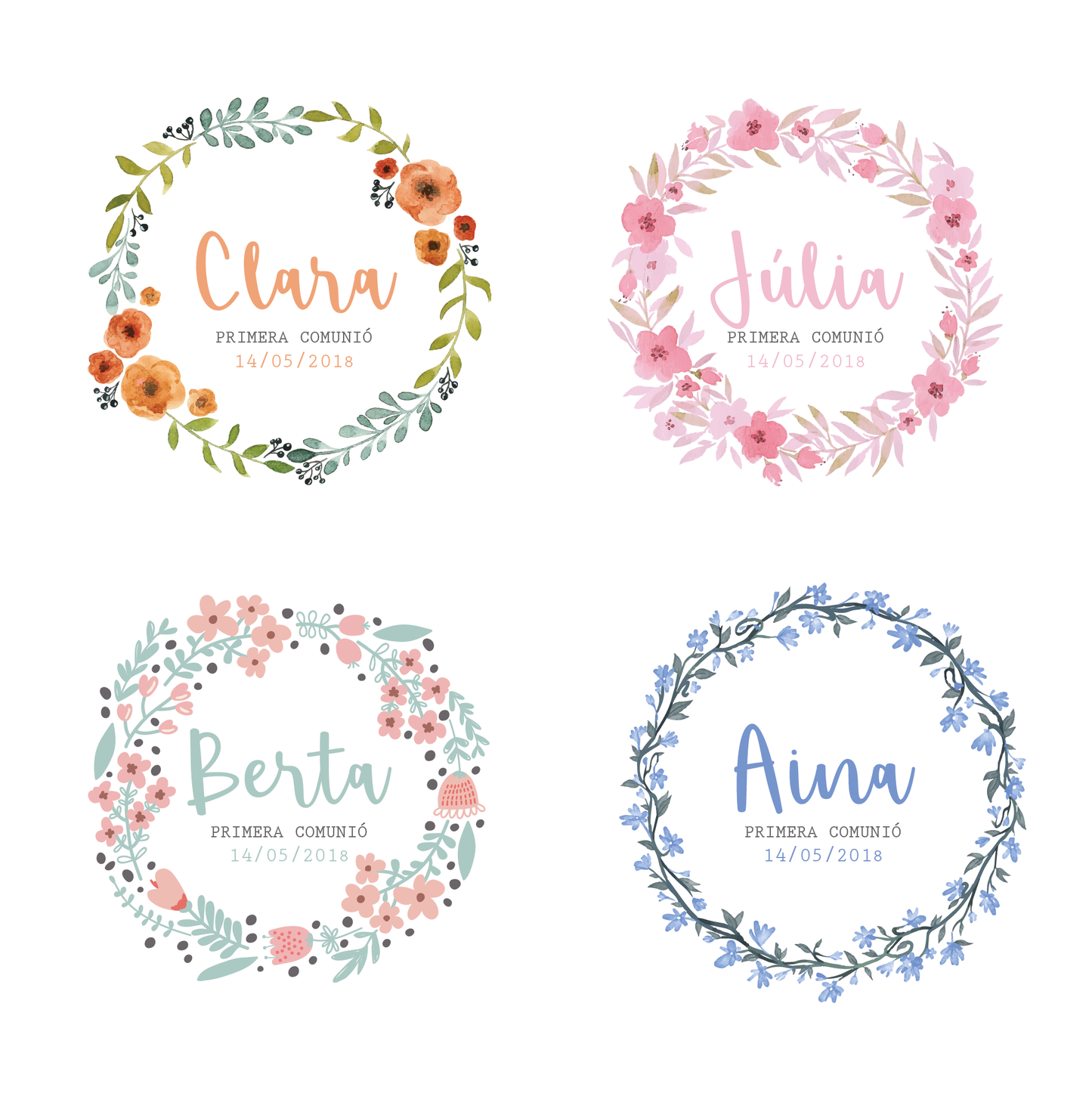Invitación comunión "niña floral"