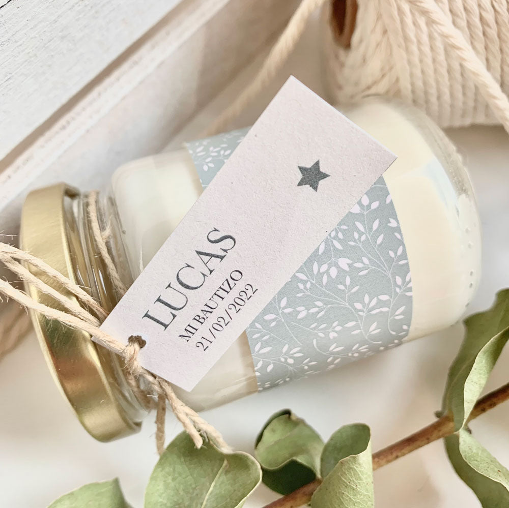 Vela de soja bautizo - CON AROMA - inicial estampados florales