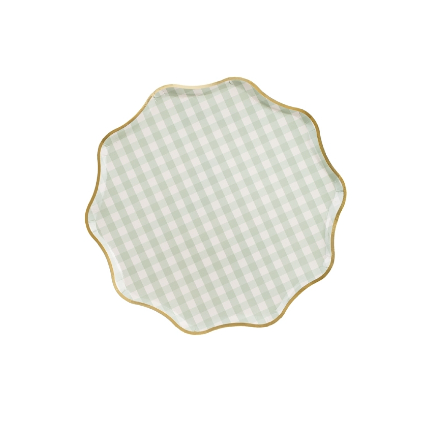 platos festón dorado vichy menta / 6 unidades