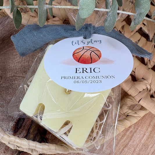 Detalle jabón letra let's play