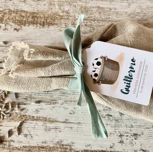 Recordatorio comunión bolsita de lavanda "cesto"